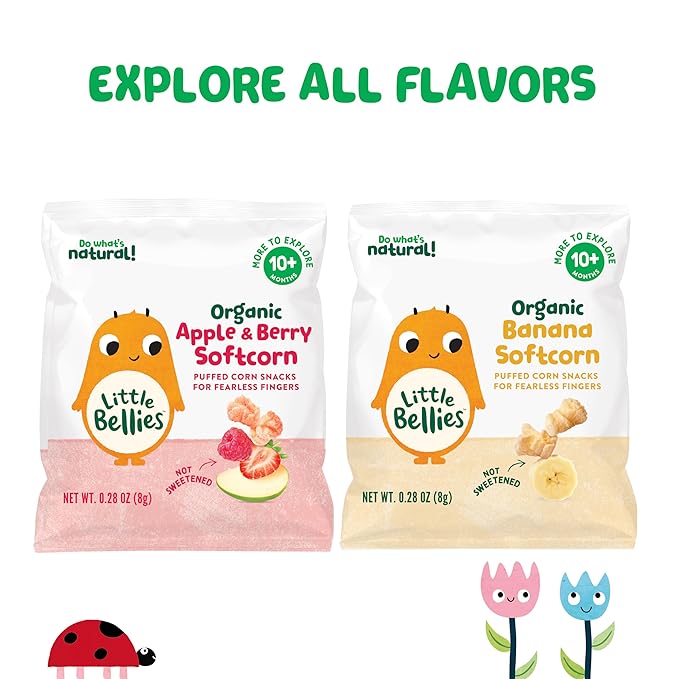 Little Bellies Organic Banana Softcorn Baby Snack (Pack of 18 x 0.28 oz Individual Packs)
