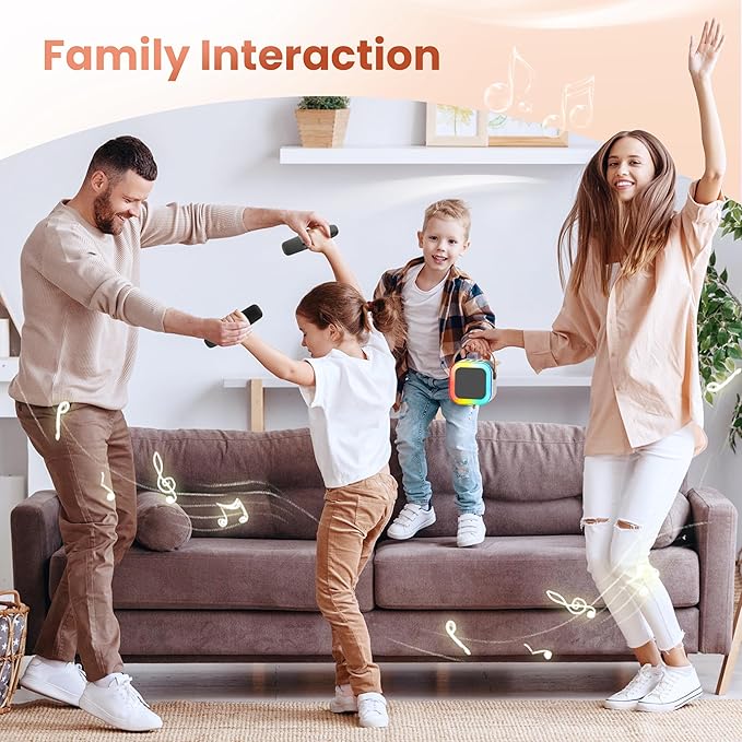Mini Karaoke Machine for Kids Adults, Portable Karaoke Microphone Singing Speaker Bluetooth Karaoke Player with 2 Wireless Mic, Birthday Gifts for Girls Boys 4-12 Year Old, Family Home Party(Grey)