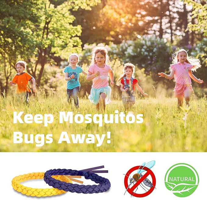 42 Pack Mosquito Repellent Bracelets, DEET-Free Natural Bands, PU Leather Insect & Bug Repellent Wrist Bands for Kids & Adults, Individually Wrapped