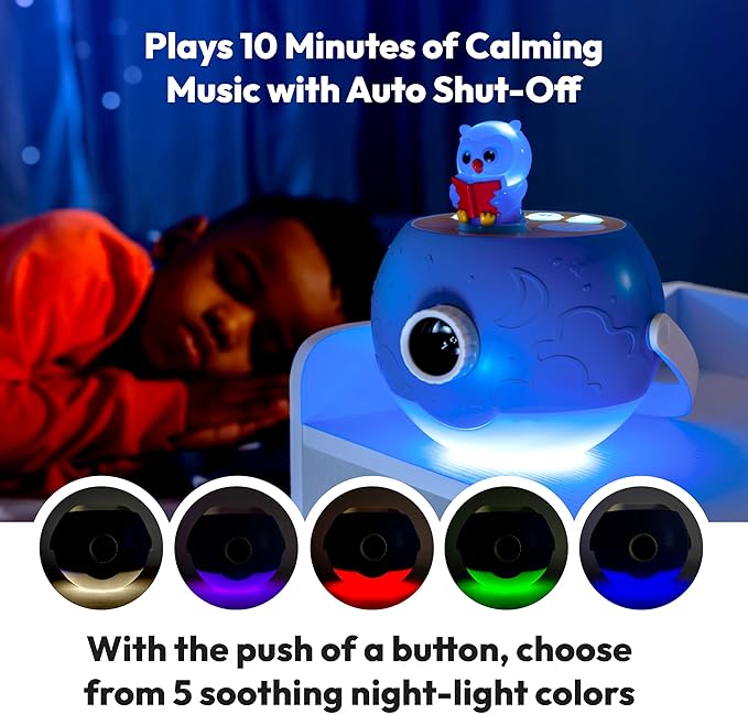 Kids Book Projector – 6 Bible & 5 Classic Read-Aloud Stories, 10 Songs & Night Light & Soothing Dream Music | Children Ages 3+ Storytime Projector for Kids & Toddler | Toys, Owl & Angel