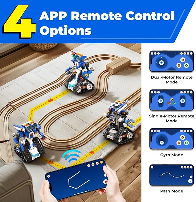 STEM Robot Toy 6-in-1 Robot Building Kit for Boys Age 8-12, APP Remote Control STEM Coding Toys, Educational Robotics Gifts for Boys Girls Kids Ages 7 8 9 10 11 12 (480 Pieces)