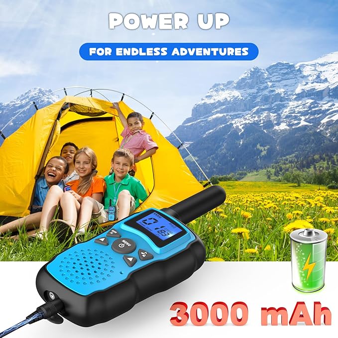 Wishouse Walkie Talkies Rechargeable for Kids Adults Long Range,Xmas Birthday Gift for Boys Girls 3 4 5 6 7 8 9 10 Year Old,Hiking Camping Gear Games Ideas Toys with Flashlight,VOX,Easy to Use 4 Pack