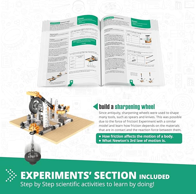Engino STEM Toys, Physics Laws: Inertia, Friction & Circular Motion, Engineering Kit for Kids 9+, Creative STEM Projects, Gifts for Boys & Girls, Building Toys (6 Model Options)