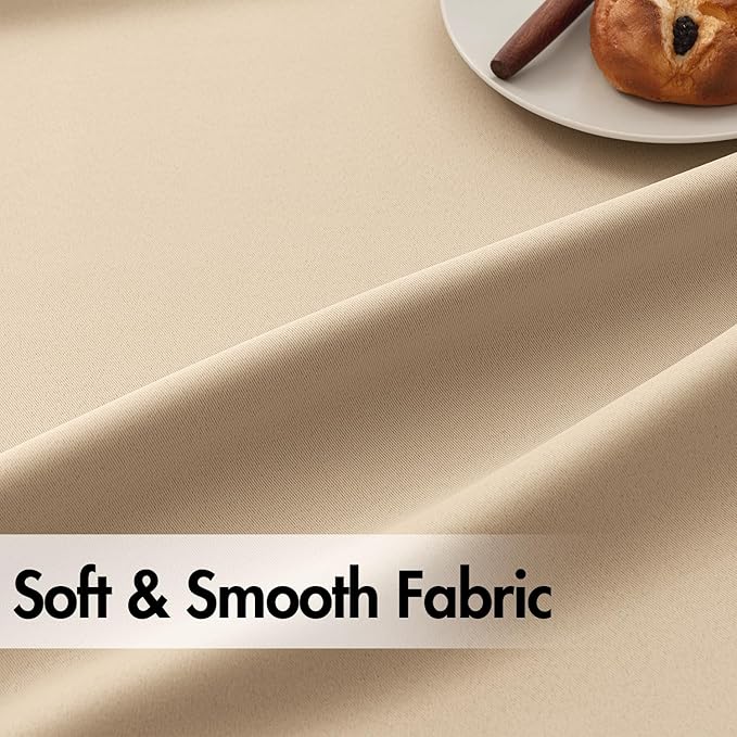 ANRODUO Back Tab Blackout Curtains for Bedroom Living Room, Rod Pocket Pinch Pleated Thermal Insulated Room Darkening Curtains 90 Inches Long 2 Panels, Beige, 42 x 90 Inch