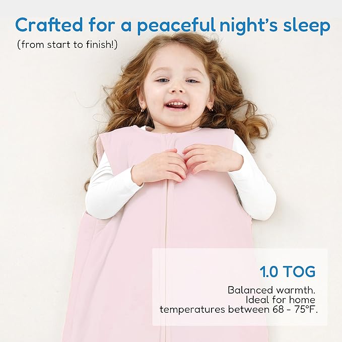 TotAha Toddler Sleep Sack 1.0 TOG for 2T-3T-4T, Premium Soft Wearable Blanket Baby Sleeping Bag with 2-way Safe Zipper for Girl Boy
