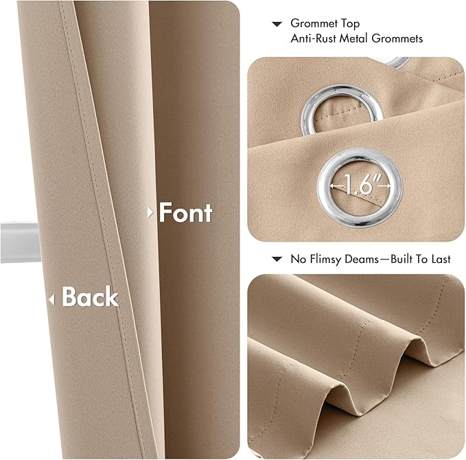 MIULEE Short Curtains for Windows - Beige Blackout Half Window Curtains Thermal Insulated Privacy Drapes for Kitchen Bedroom Bathroom Grommet Top Small Basement Tiers W40 x L36 Inch 2 Panels