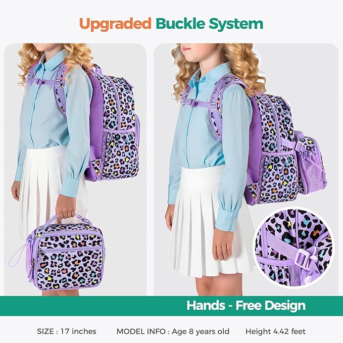 Choco Mocha Galaxy Backpack for Girls, Elementary School Backpack for Girls Ages 6-8 Kids Kindergarten Backpack Large Bookbag 18 Inch with Chest Strap, Purple