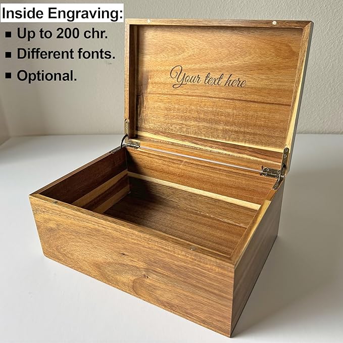 Pet Memory Box - Personalized Pet Memorial Boxes, Loss of a Pet Keepsake Box Acacia Wood, Engraved Dog Remembrance Gift, Gift for Someone Who Lost a Dog, Cat, 11 x 8 x 4,75 in