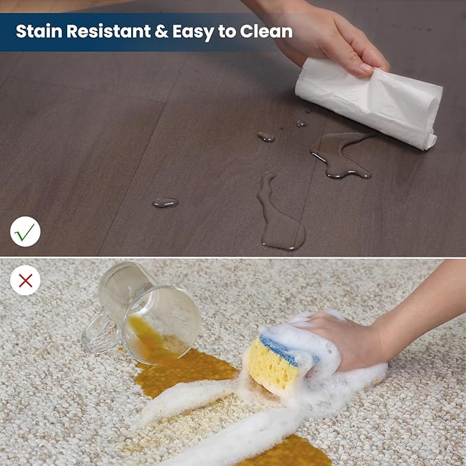 Translucent Black Chair Mat for Hard Floors, 3'×5' Vinyl Floor Mats for Home Office, Durable Non-Slip Hard Floor Protector, Waterproof Plastic Splat Mat, Pet Litter Mat