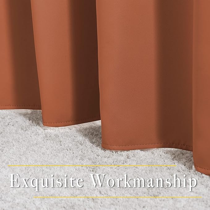 NICETOWN Blackout Burnt Orange Curtains 84 inches Long - Grommet Top Room Darkening Thermal Curtains Sound Blocking Window Treatments for Bedroom/Living Room (2 Panels, W37 x L84)
