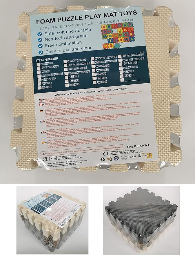 MQIAOHAM® 25 Pieces Puzzle Play Mats, Soft Baby Play Mat, Kids Interlocking Foam Floor Tiles, Toddlers Carpet Playmats G301025-101107112