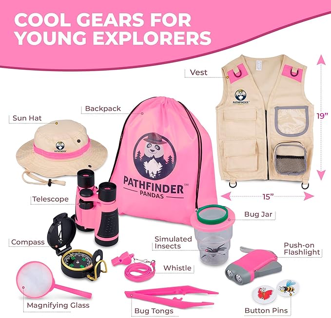 Kids Explorer Kit with Safari Vest & Hat for 3-12 Year Old Boys & Girls - Safari Costume Kids, Zoo Keeper, Paleontologist & More - Giftable STEM Outdoor Explorer + Bug Ebook