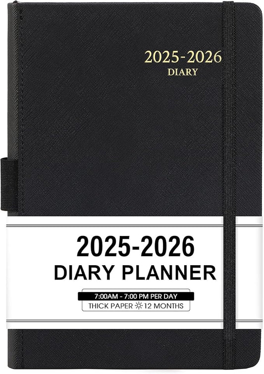 2025-2026 Appointment Book & Planner - Jul 2025 - Jun 2026, Daily Hourly Planner, 5.75" X 8.25", 60-Minute Interval, Faux Soft Leather Cover, Premium Paper, Academic Calendar, Pen Holder, Inner Pocket