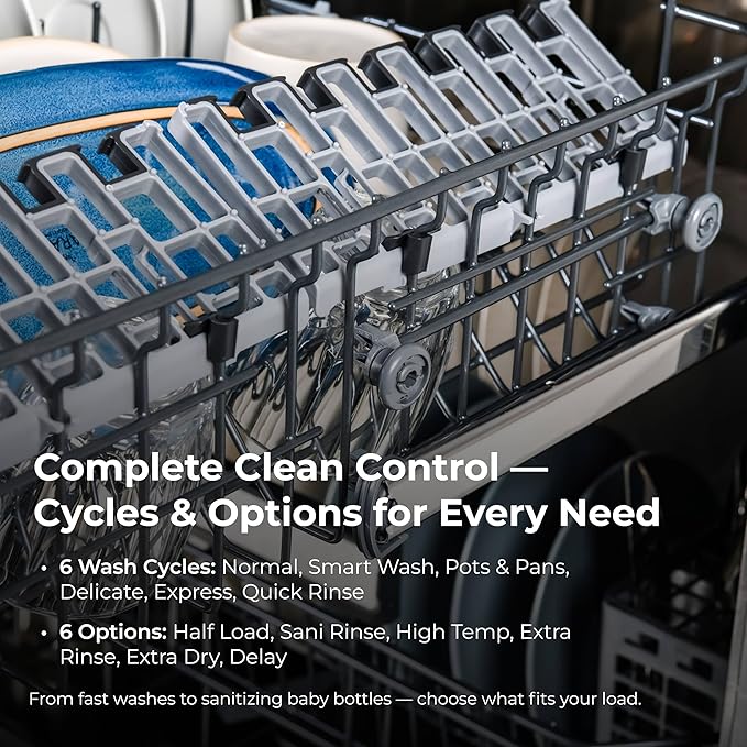 Kenmore 24" Built-in Stainless Steel Tub Dishwasher SmartWash, UltraWash, SmartDry Plus, MoreSpace Adjustable Rack and Leak Detect, Energy Star Certified, White