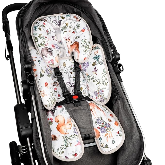 2 in 1 Infant Car Seat Insert, Car Seat Head Support Baby Girls Boys, Soft Newborn Carseat Insert Cushion, Perfect for Carseats, Strollers, Swings (Gray Animals)