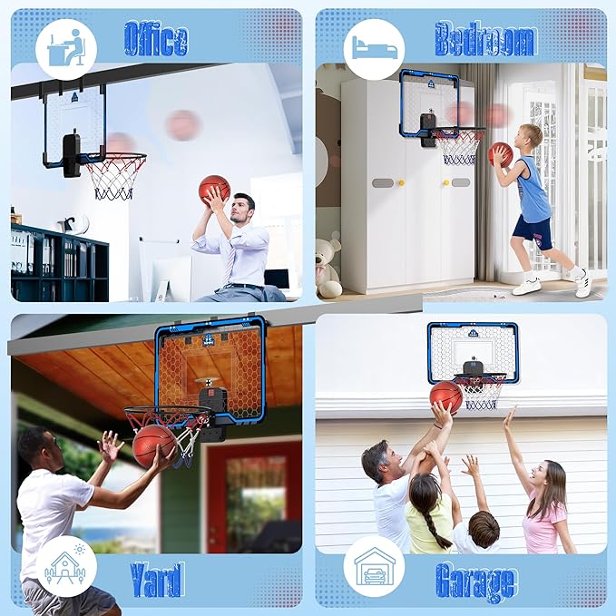 HopeRock Large Indoor Basketball Hoop for Kids Teens Adults, 24 X 16 Inch Over The Door Basketball Hoops with Electronic Scoreboard, Basketball Toys Birthday Gifts for Boys Girls