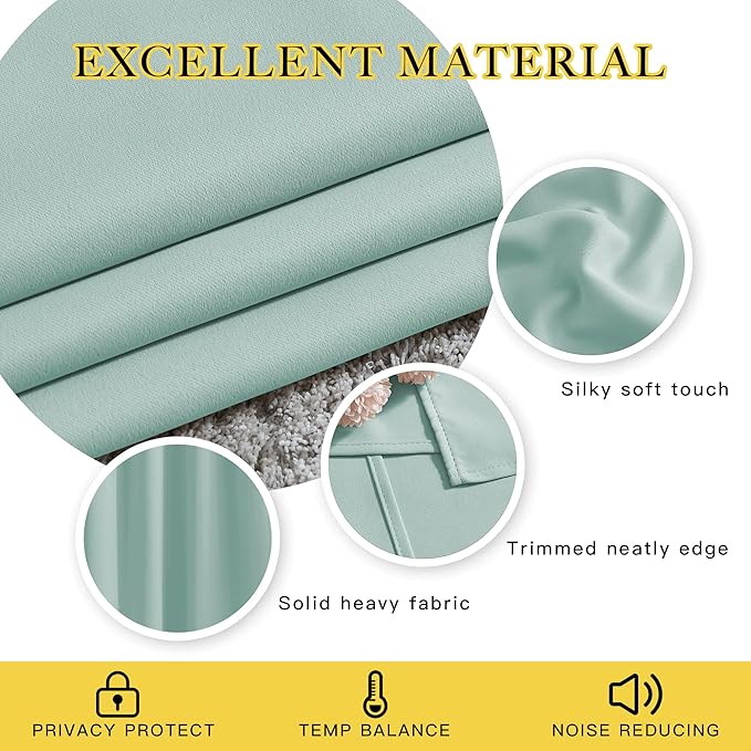 NICETOWN Room Darkening 108 inches Long Curtains for Living Room - Ring Top Thermal Insulated Sound Reducing Window Treatment Drapes for Nursery/Bedroom, W52 x L108, 2 Panels, Aqua Blue