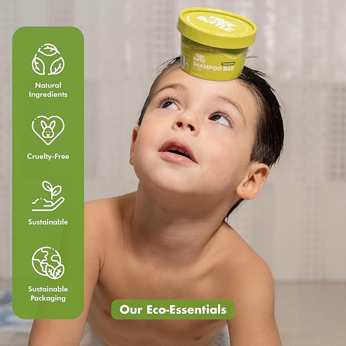Tree Bottle Hydrolyzed Oat Protein + Aloe Vera Shampoo Bar for Kids – Gentle & Nourishing for Sensitive Scalps - Natural, Tear-Free, Sulfate & Paraben-Free - Made in USA - 4.5oz
