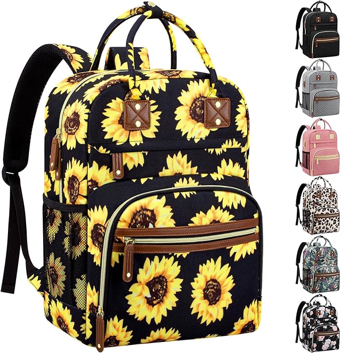 Diaper Backpack Tote Large Capacity, Baby Bag with Insulated Pockets Multifunctional Diaper Bags For Baby Girl Boy Women Waterproof Bags Mama Maternity Bag Sunflower