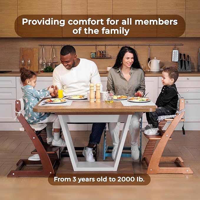 FORNEL Scandinavian Wooden High Chair | The Adjustable Grow-with-Me Chair, A Smart Alternative to Stokke | Perfect for Modern, Minimalist Kitchens (Natural & White)