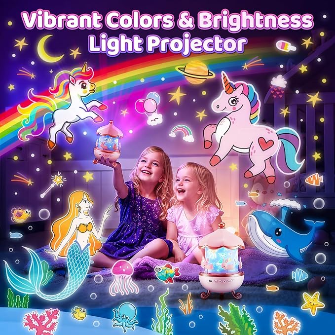 Star Projector for Kids Toys,15 Films Star Lights for Ceiling Projector +15 Sleep Sounds Machine Baby Night Lamp,Remote Timer Cute Pink Nursery Lamp,Exquisite Gifts for Kids Baby Girl Gifts