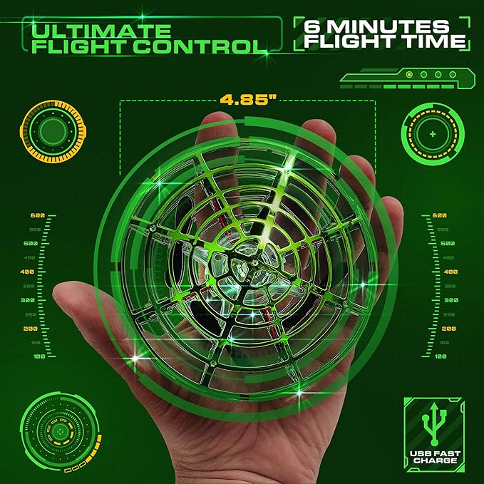 Force1 Scoot Hand Operated Drone for Kids or Adults - Hands Free Motion Sensor Mini Drones, Easy LED Indoor Rechargeable Flying Ball Drone Toy for Boys and Girls (Green)