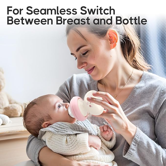 YOHKOH Newborn Glass Baby Bottles with Slow Flow Nipple for 0+ Months, Wide Neck Feeding Bottle, 2.7oz/80ml (Multicolour, 2.7oz (Pack of 2))
