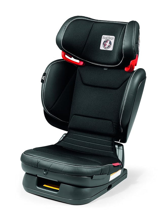 Peg Perego Viaggio Flex 120 Booster, 4D Total Adjust for Safety & Comfort, No Armrests, Compact Fold for Travel, 40-120 lbs, Made in Italy, Licorice (Black)