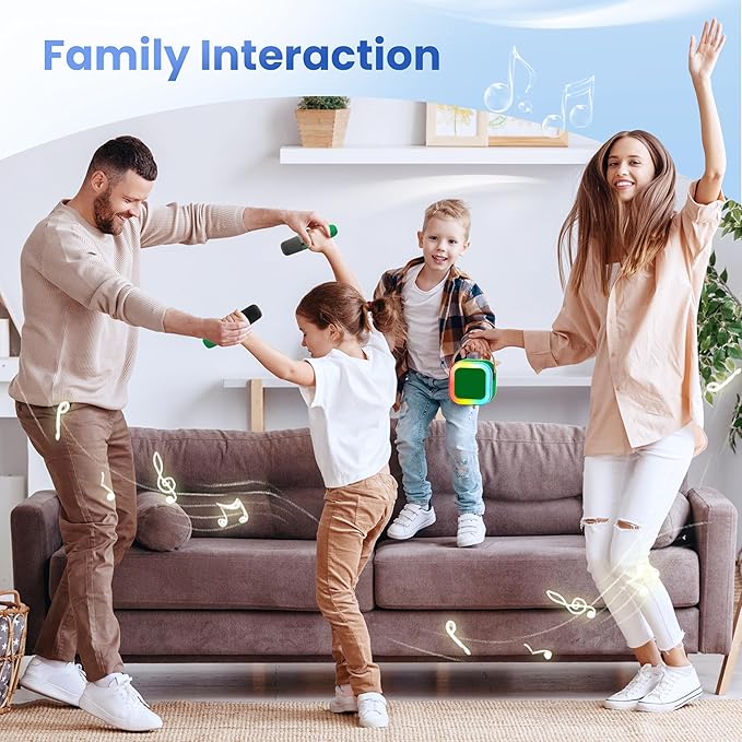 Mini Karaoke Machine for Kids Adults, Portable Bluetooth Mini Karaoke Microphone Singing Speaker Karaoke Player with 2 Wireless Mic, for All Smartphones,Birthday, Family,Home Party (Dark Green)