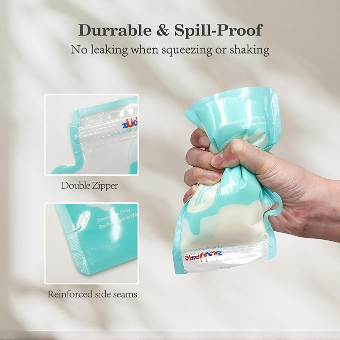 Breastmilk Storage Bags(50 Count)，8oz Milk Storage Bags for Breastfeeding，BPA Free with Easy Pour Spout, Self Standing, for Refrigeration and Freezing Blue