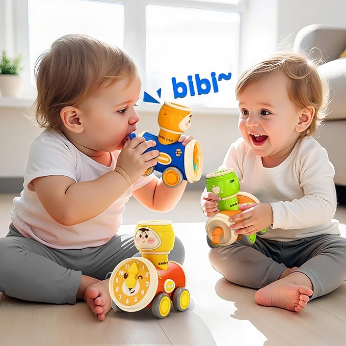 iPlay, iLearn Press to Go Car Toys Set for Toddlers 1-3, Baby Push Go Friction Racing Cars, Infant Play Vehicle Set, 1st Birthday Gifts for 6-9-12-18 Months, 1 2 3 One Years Old Boys Girls Child Kids