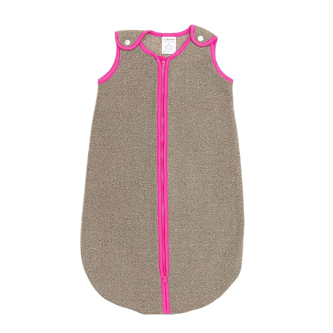 baby deedee Sleep Nest Fleece Baby Sleeping Bag, Wearable Blanket, Mocha Hot Pink, 6-18Month