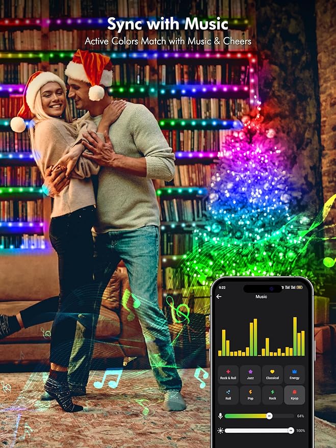 Brizled Smart RGB Fairy Lights Pro, 66FT 200 LED Orange Purple Halloween String Lights, Color Changing Christmas Fairy Light App Controlled, Dimmable Tree Light Music Sync Work with Google Home Alexa