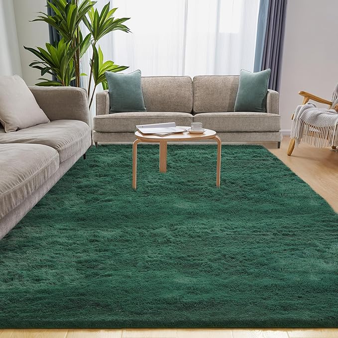 Ultra Soft Area Rug, Fluffy 5x7 Green Rugs for Living Room, Plush Area Rugs for Bedroom, Non-Slip Indoor Carpet for Nursery, Study Room, Kids Room, Room Decor