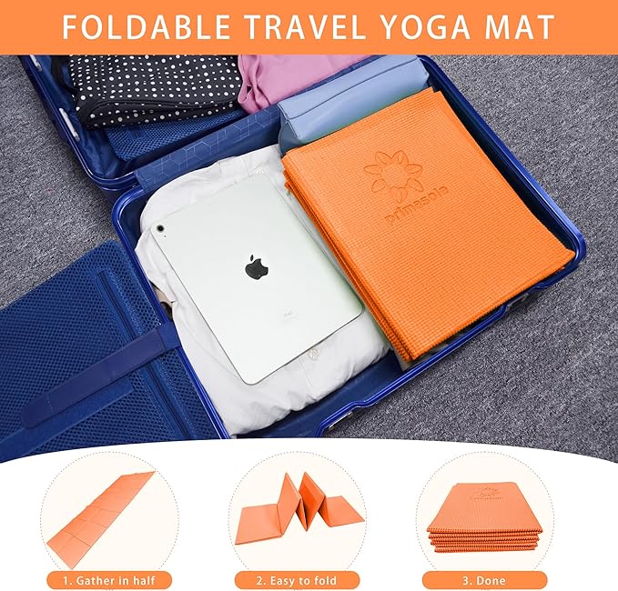 Folding Yoga Travel Pilates Mat Foldable Easy to Carry to Class Beach Park Tear resistant Travel Picnics 4mm Thick 9 Colors
