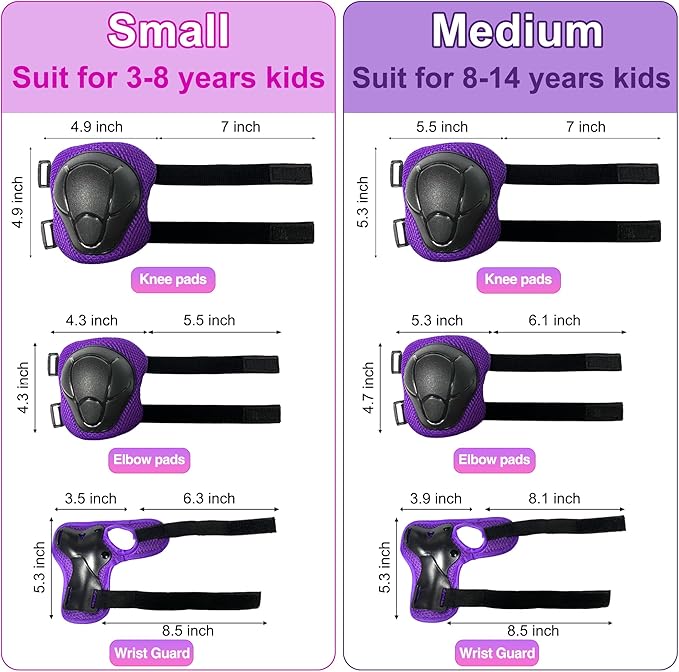 Kids Bike Helmet with DIY Stickers and Knee Pads Elbow Pads Wrist Guard Set for Ages 3-8-14 Toddler Boys Girls Helmet for Roller Skates Cycling Skateboarding Bicycle Scooter