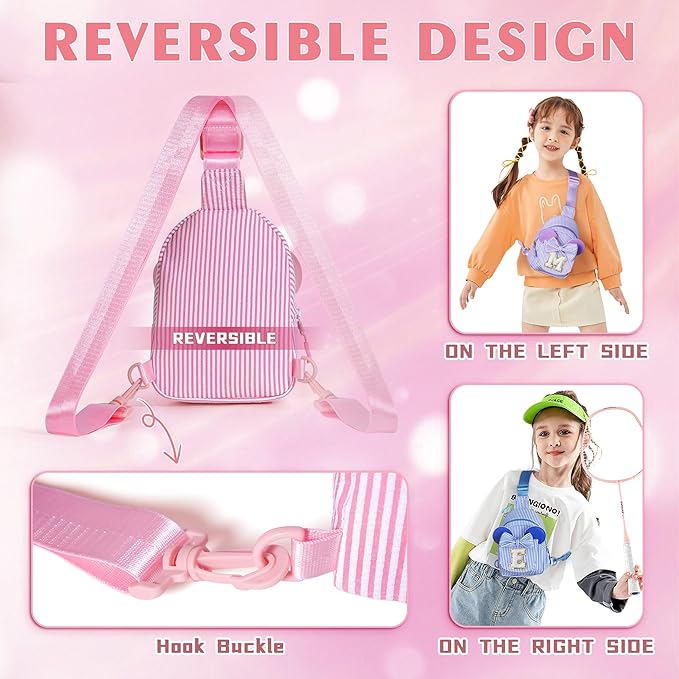 Birthday Gifts for Girls, Sling Bags for Girl Kid Travel, Birthday Gifts for 3 4 5 6 7 8 9 10 Year Old Girls Small Initial Blue Cross Body Sling Bag for Daughter Gift (Blue R)
