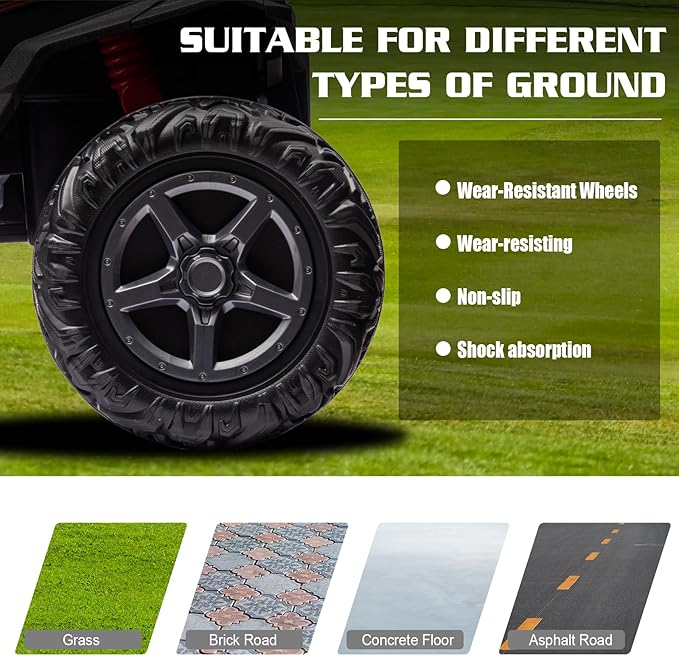 4WD Ride On Car with Remote Control,24V 2Seater Kids Electric Toy Off-Road Truck for Kids,Ride on Buggy for Side by Side(Blue)