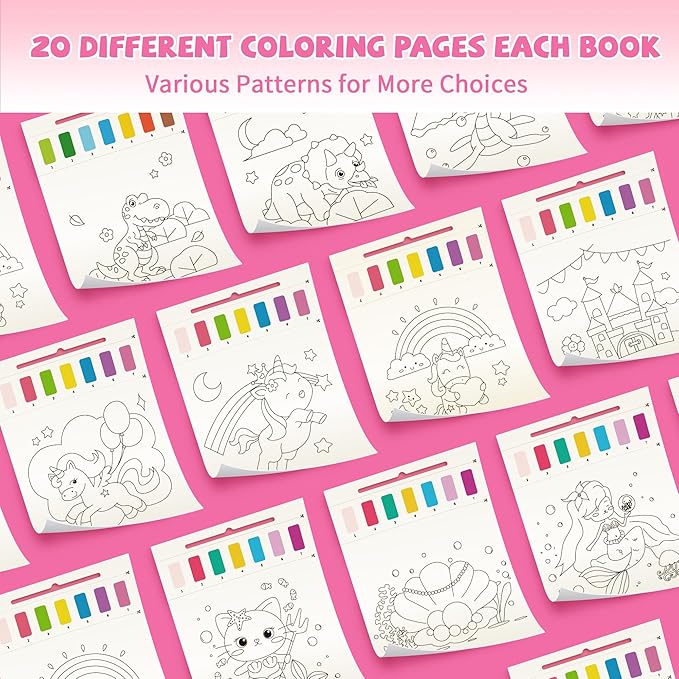 3PCS Paint With Water Books for Kids 20 Page Each,Unicorn Mermaid & Dinosaur Watercolor Paint Book Set for Kid,Toddlers Color Coloring Painting Drawing Set,Mess Free Toys Gifts for Kid Age 3 4 5 6 7 8