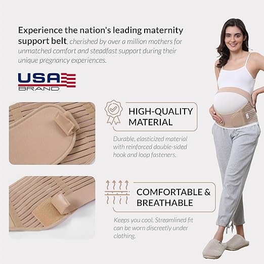 NeoTech Care Pregnancy Support Maternity Belt, Waist/Back/Abdomen Band, Belly Brace (Size XXL, Beige Color)