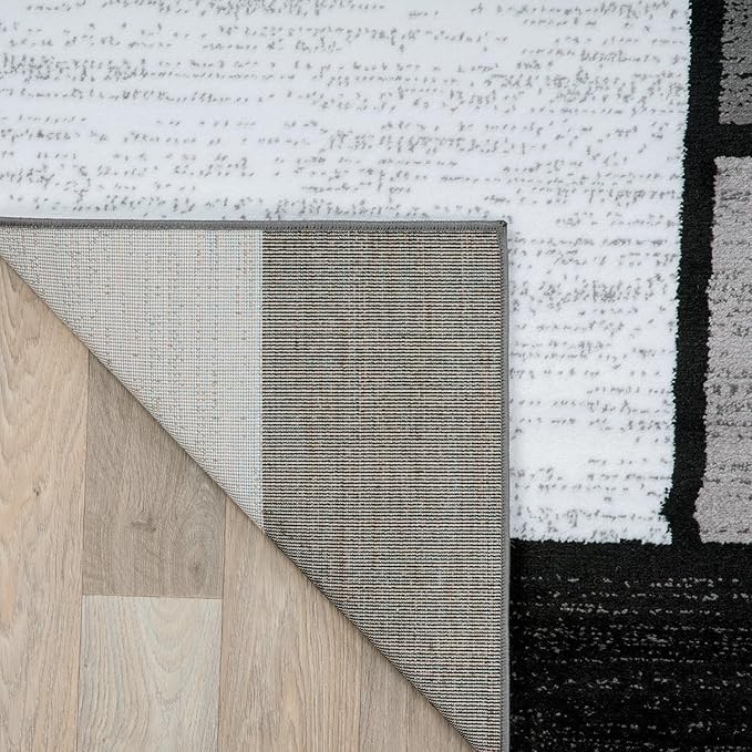 Rugshop Contemporary Modern Boxes for Home Office,Living Room,Bedroom,Kitchen Non Shedding Runner Rug 2'7" x 8' Gray