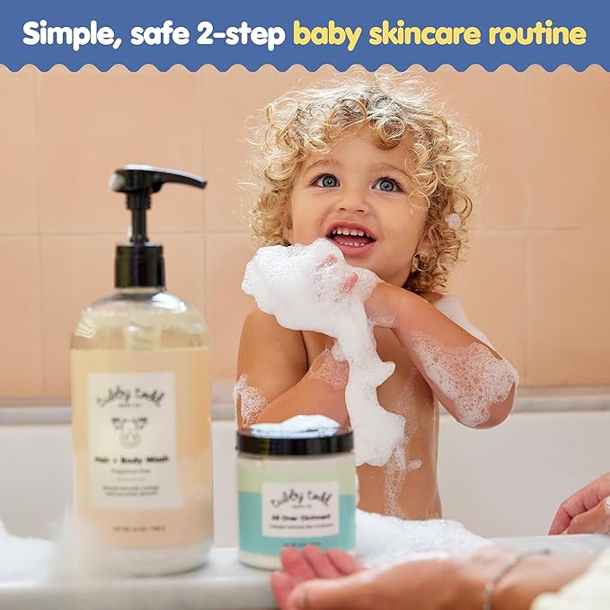 TUBBY TODD's Baby Body Wash & All Over Ointment Eczema Set - Gentle, Hypoallergenic Skincare for Newborns & Toddlers - 25oz, Lavender Rosemary