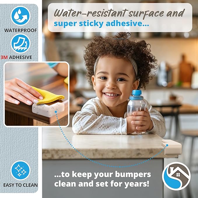 12-Pack Corner Protectors Baby Proof, Furniture Corner and Edge Safety Bumpers, Soft Rubber Foam Cushion Covers, 3M Taped Corner Guards, Baby Child Proofing Pads, Table Corner Protectors, White