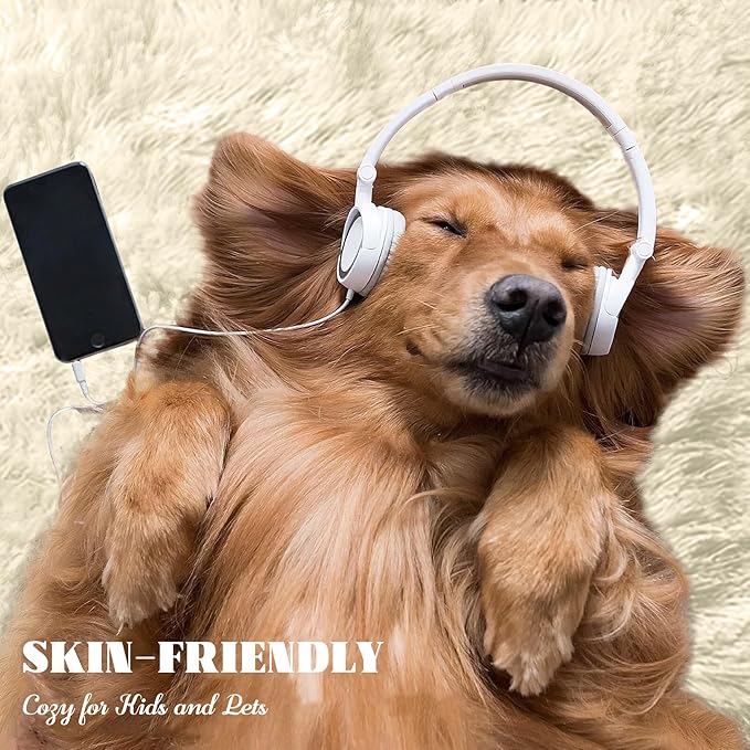 4FT Round Rug for Bedroom: Fluffy Shag Soft Washable Rugs Circle Small Fuzzy Plush Indoor Carpet for Living Room Nursery Playroom Dorm Kids Girls Boys Room (Cream White, 4'x4')