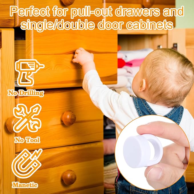 Kingdder 4 Sets Magnetic Cabinet Locks Keys Baby Proofing Child Safety Magnet Drawer Replacement Keys Universal Magnetic Key for Drawers and Cabinets (Locks Not Included)