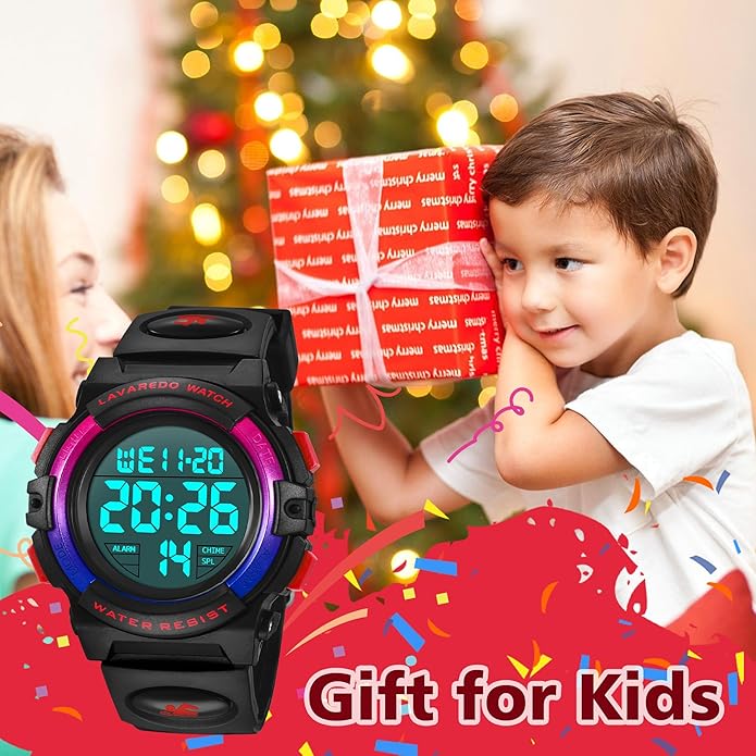 Kids Watch,Boys Watch for 3-15 Year Old Boys,Digital Sport Outdoor Multifunctional Chronograph LED 50 M Waterproof Alarm Calendar Analog Watch for Children with Silicone Band,Kids Gift