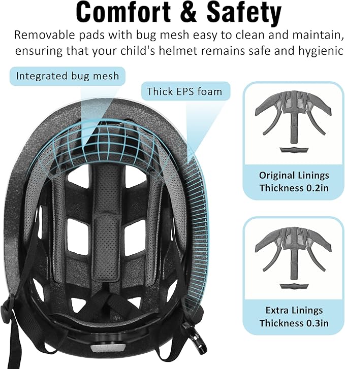 Kids Bike Helmet,2 Sizes Adjustable for Youth Child Boys & Girls Ages 3-5-8-14,Ventilation and Multi-Sport for Bicycle Scooter Skate