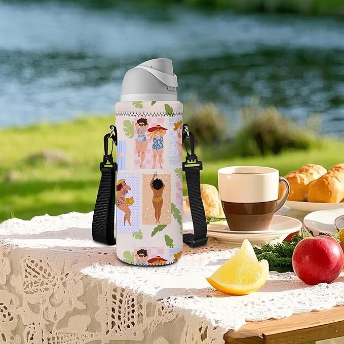 AUPET Water Bottle Sling Bag Carrier Crossbody Sleeve,Insulated Neoprene Bottle Case Holder Pouch Cover 500ML/17oz with Shoulder Strap for Walking Women Men