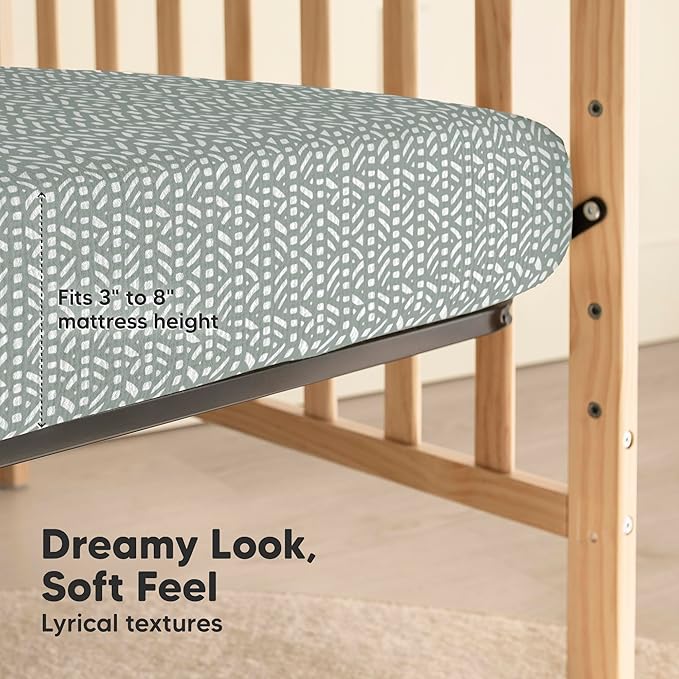 KeaBabies 2-Pack Muslin Crib Sheets for Boys, Girls - 100% Organic Cotton Fitted Baby Crib Mattress Sheet, Soft Breathable Standard Toddler Bed Cover Bedding Set, Neutral, Durable 52x28 (Nordic)