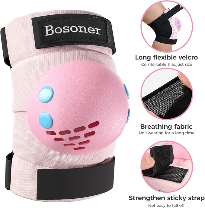 BOSONER Kids/Youth Knee Pad Elbow Pads for Roller Skates Cycling BMX Bike Skateboard Inline Rollerblading, Skating Skatings Scooter Riding Sports